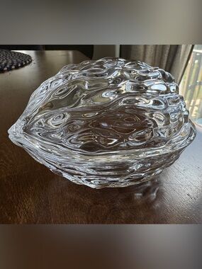 Shannon Crystal Walnut Shaped Covered Dish